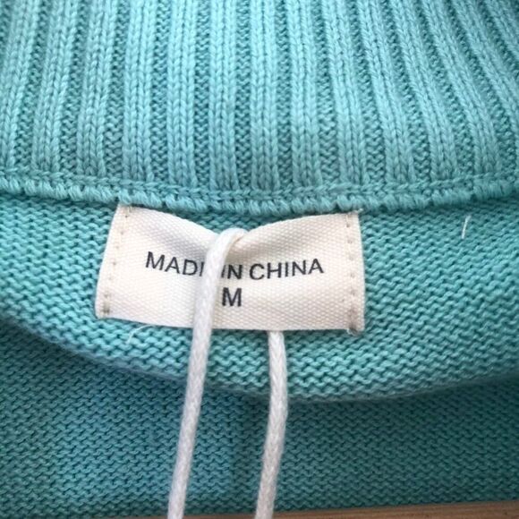 Mens greenish blue long sleeved Sweater - Picture 5 of 10